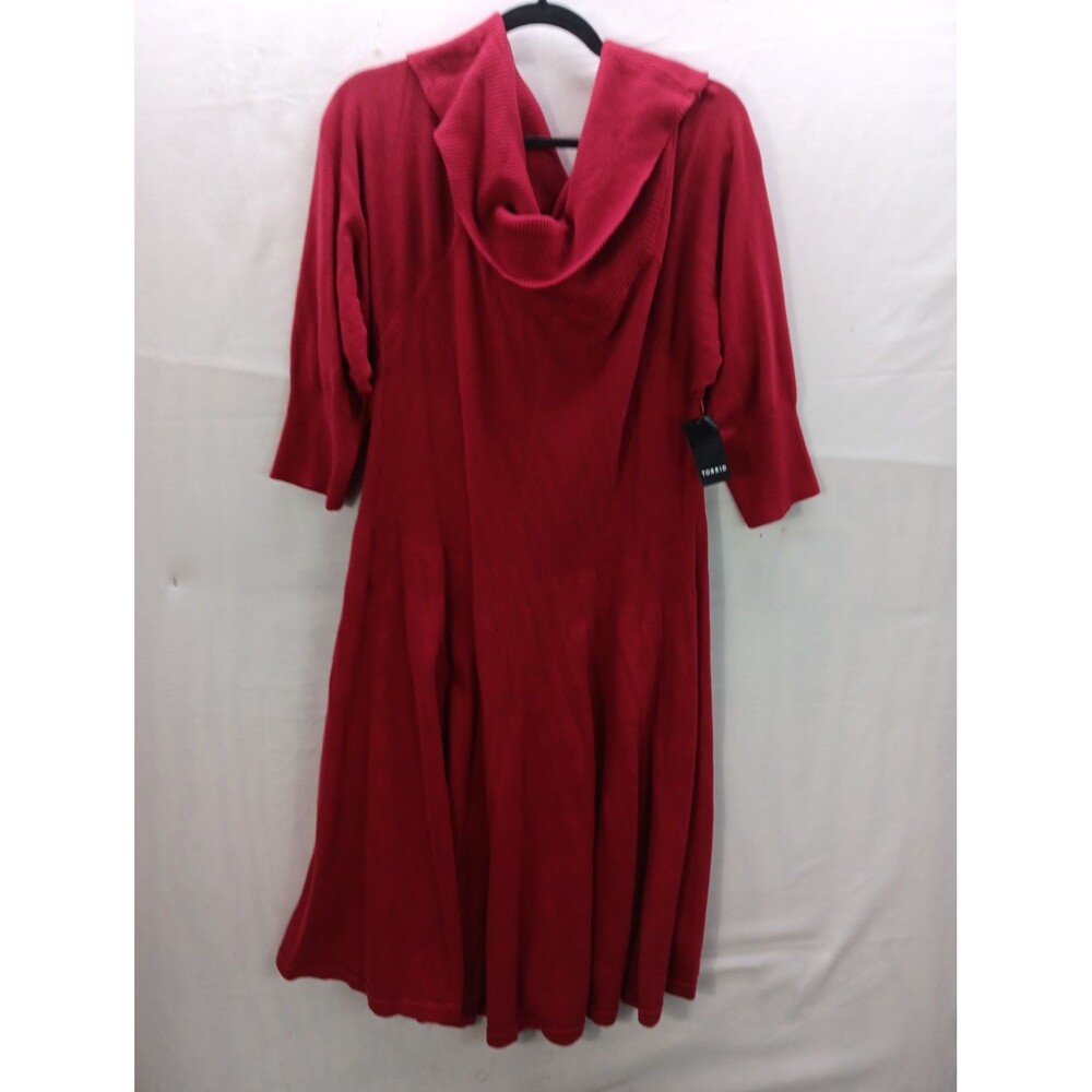 New Torrid Super Soft Knits Red Cowl Neck Knit Dress size 3-3X 22 -24